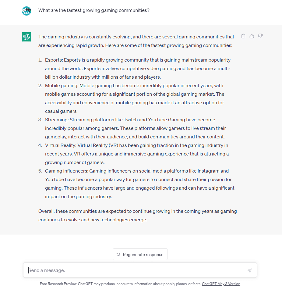 Subheadings as a question in ChatGPT