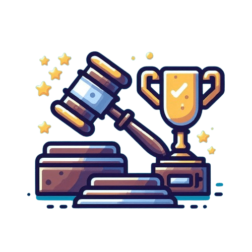 A gavel and a trophy