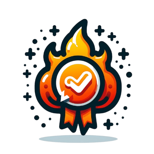 A speech bubble with a fiery design