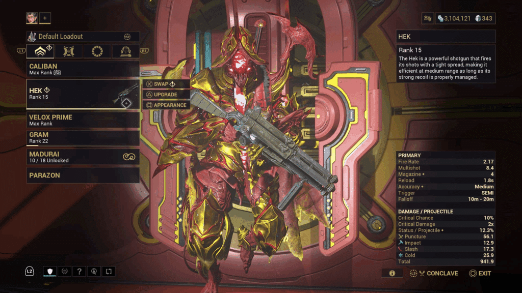 Loadout screen
