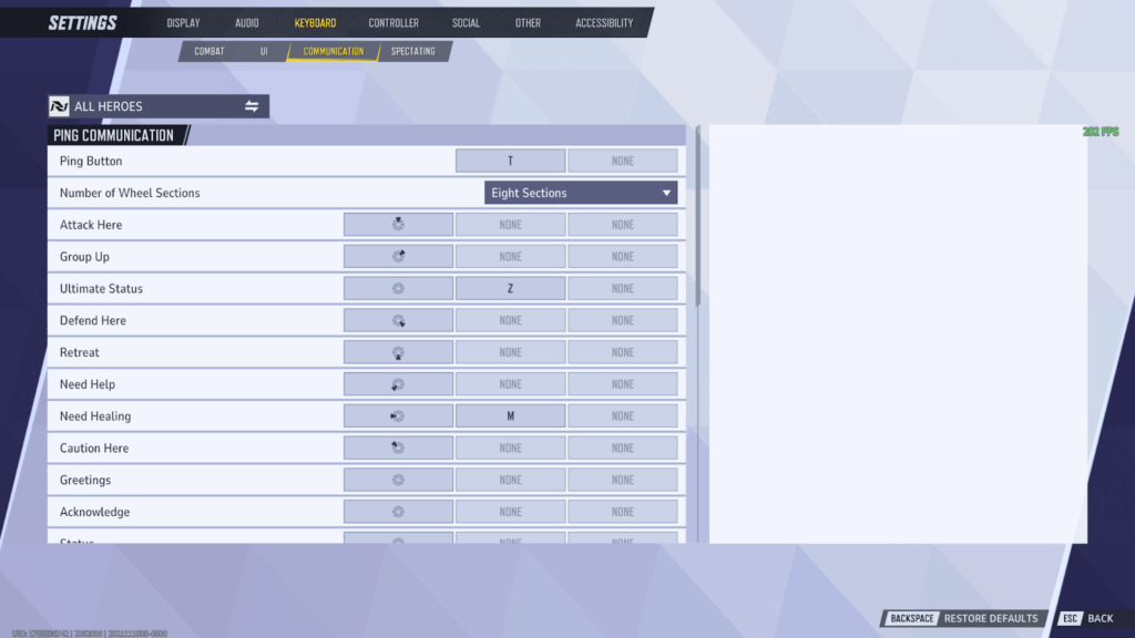 Ping communication settings
